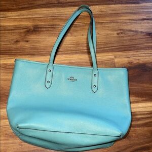 Coach Aqua Blue Leather Tote Bag